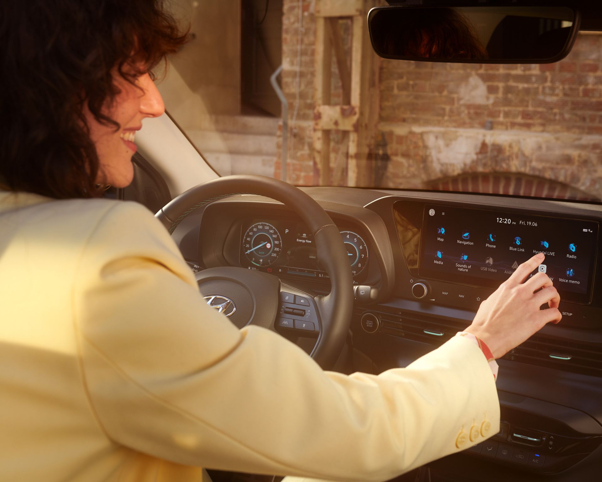 The all-new Hyundai BAYON compact crossover SUV parked in the colour Mangrove Green Pearl.