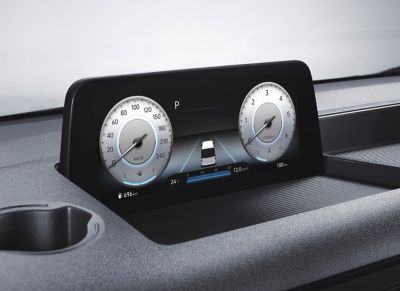 A look at the all-new STARIA's digital cluster display to indicate the selected drive mode.