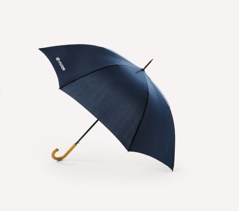 Зонт-трость с лого "hyundai", ручка -дерево, r138 см, синий